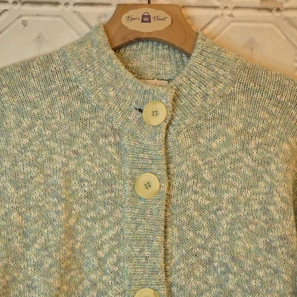 barrie shetland Green Wool/Cotton Blend Cardigan Size M Cozy Core Cabin Chic - Picture 4 of 12